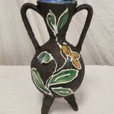Two-handled vase with enamelled floral decor