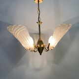 Italian murano glass chandelier hollywood regency design , 1970’s