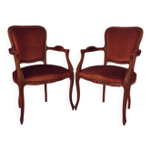 Set of 2 Louis Philippe style velvet armchairs