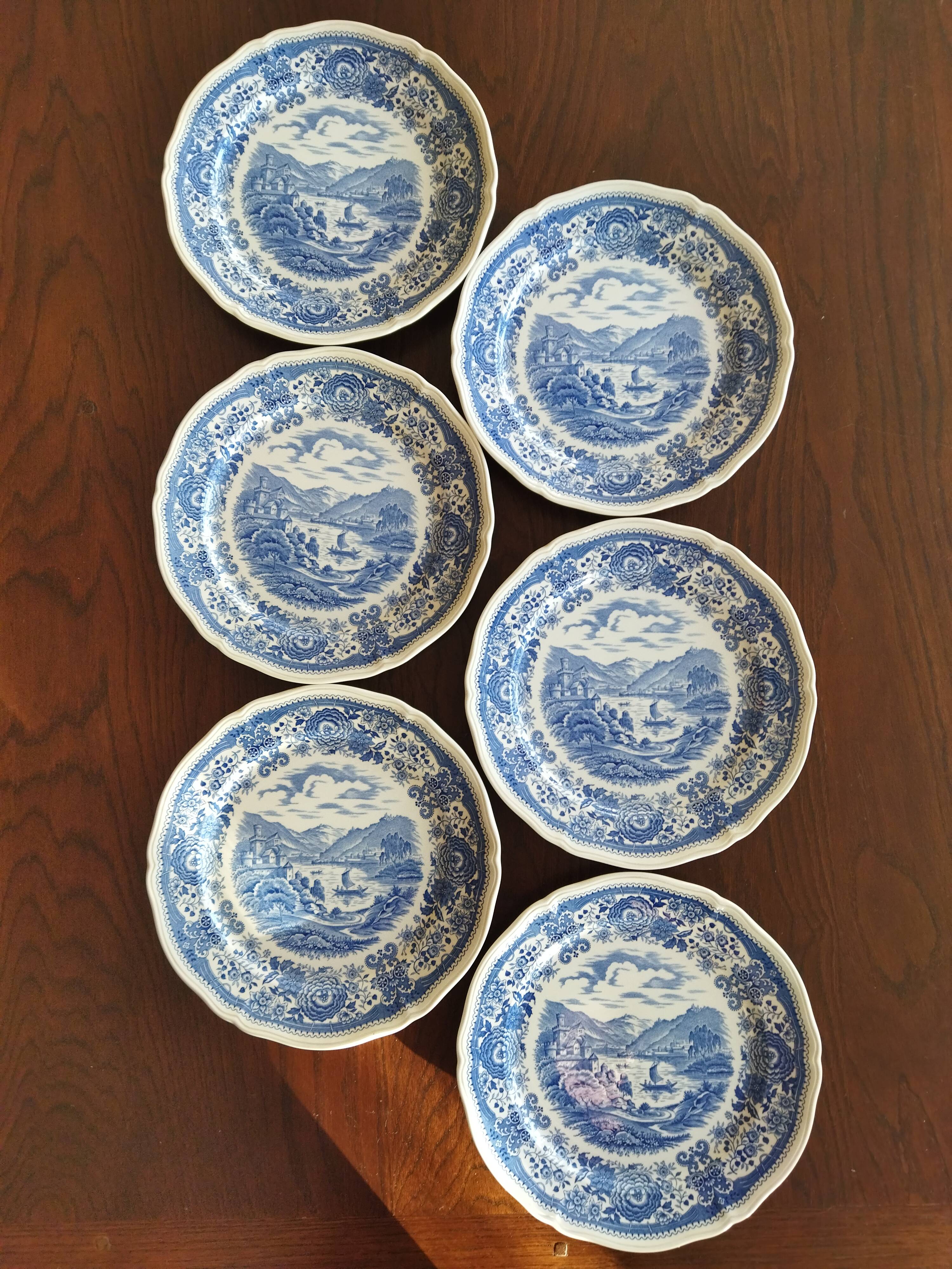6 flat plates Burgenland blue Villeroy & Boch