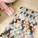 Small reversible colorful Boucherouite Moroccan rug