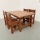 Dining table and 4 chairs, mountain furniture from the 1960s.