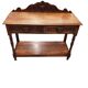Victorian Gothic Oak side table, decorative carved round 1920. Green Mask decoration