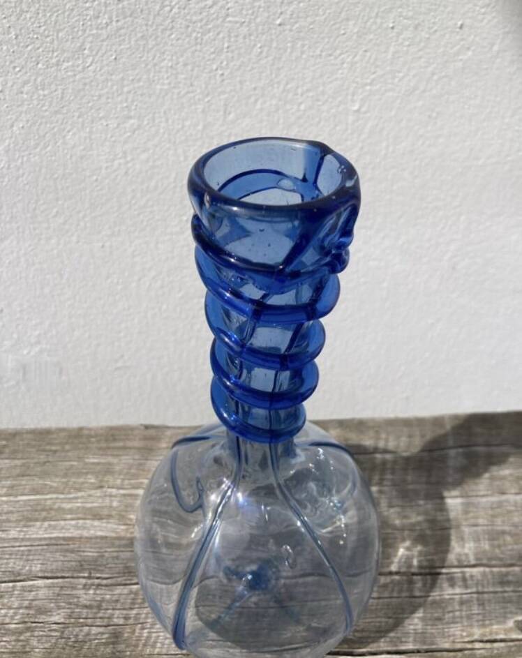 Blue blown glass soliflore vase