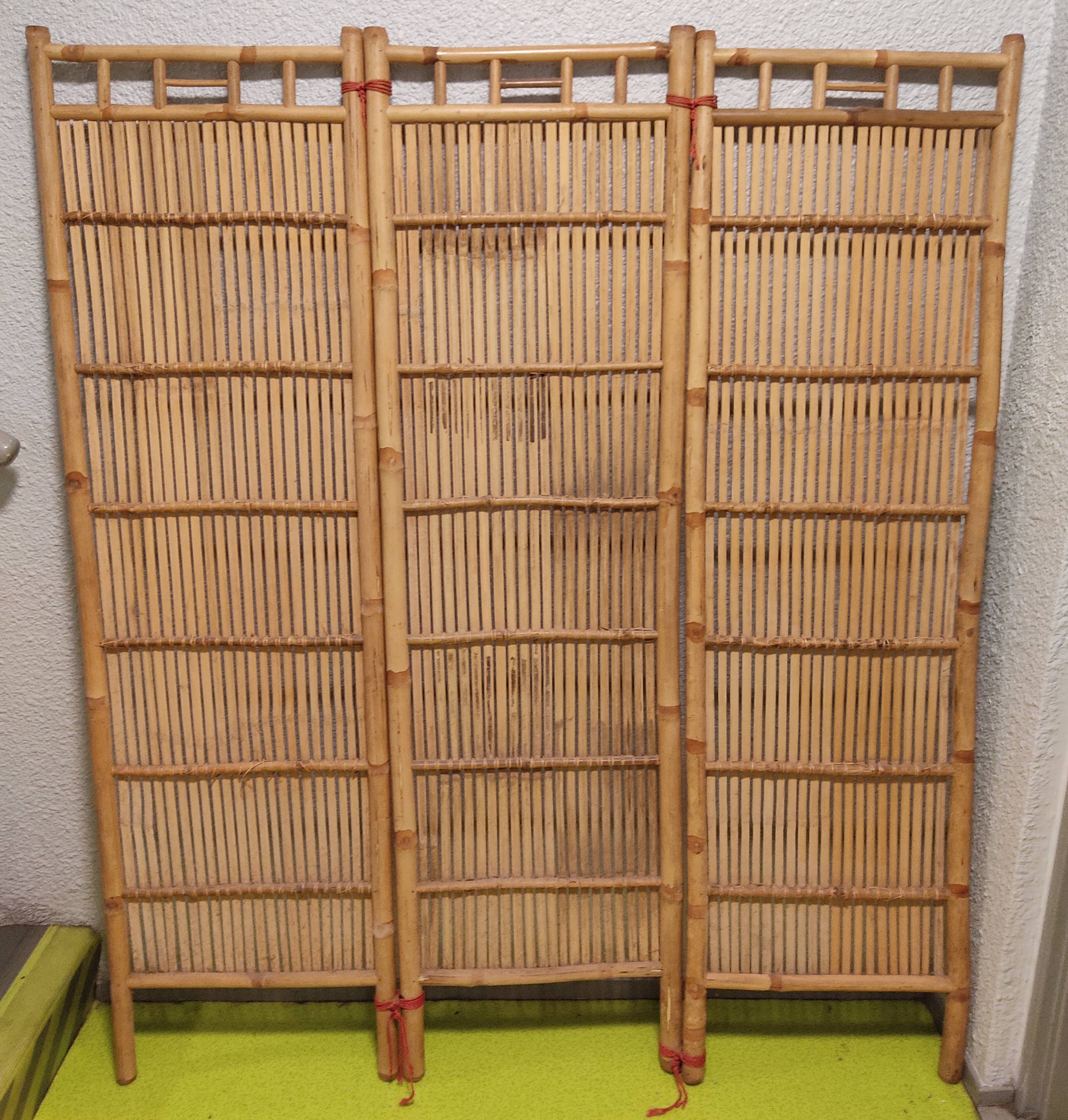 Vintage wicker rattan bamboo screen