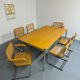 Large table design USM Haller wooden top and chrome structure