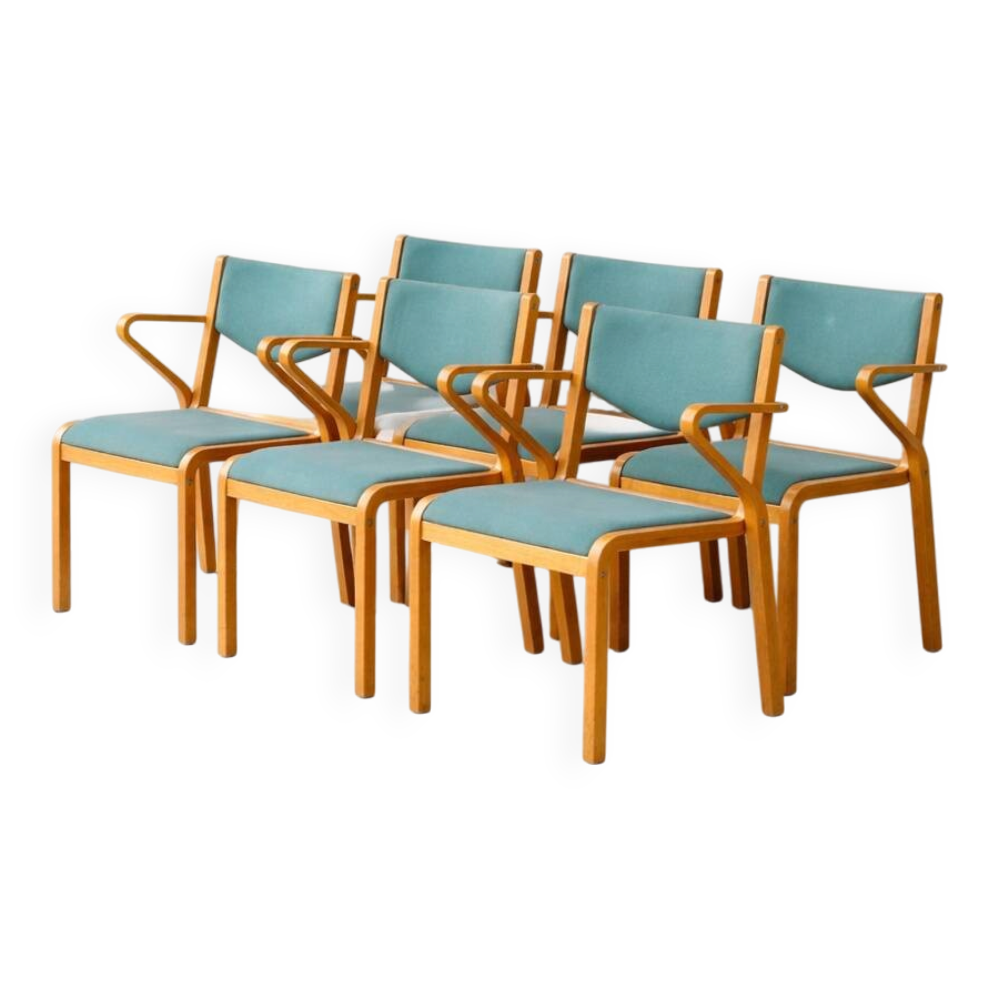 Set of 6 Kinnepards chairs in curved wood – Scandinavian design