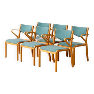 Set of 6 Kinnepards chairs in curved wood – Scandinavian design