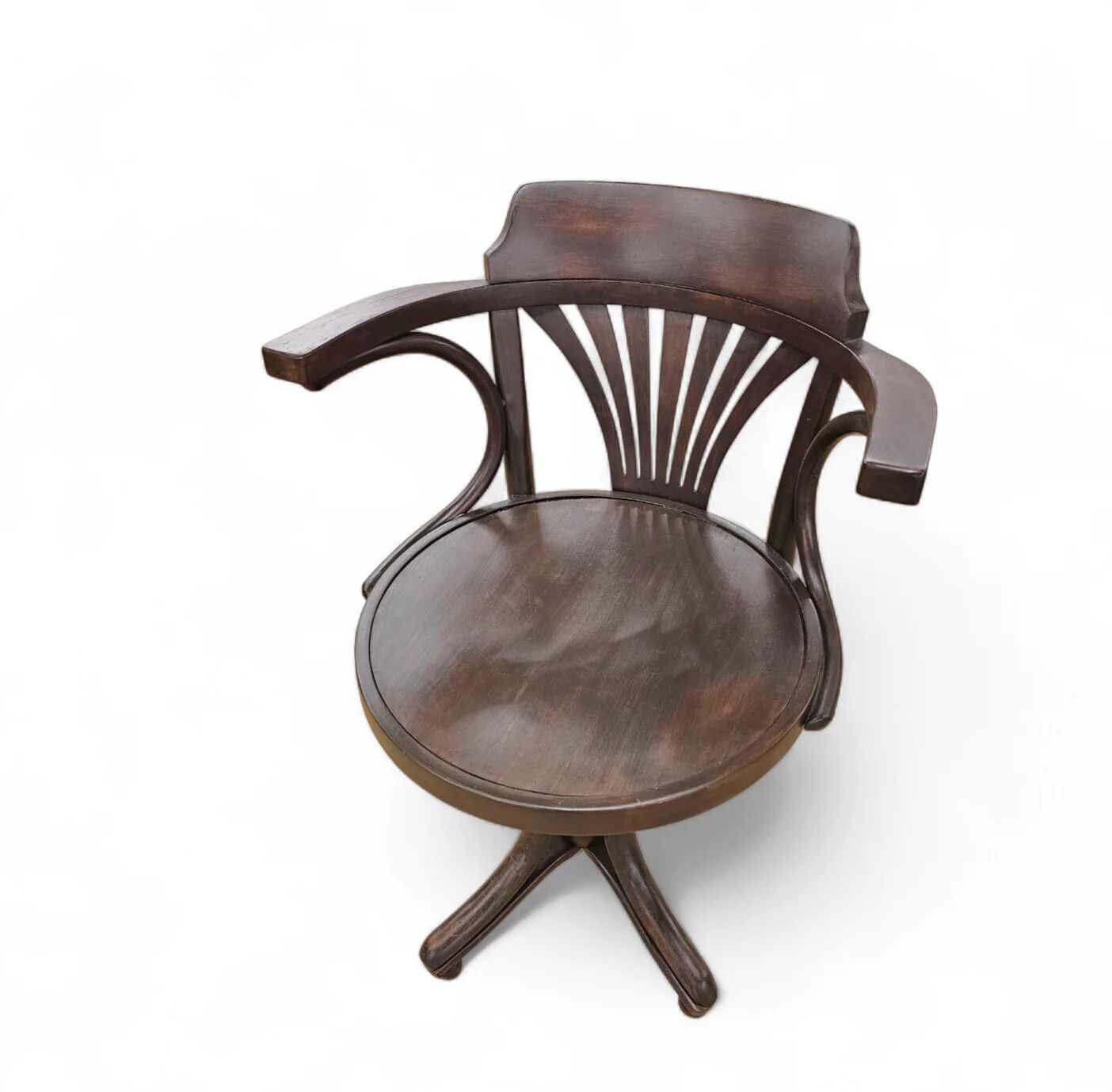Chaise de bureau pivotante en bois cintré de style sécession viennoise / Art Nouveau