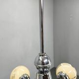Art Deco Chrome and Glass Chandelier, 5 Globes, 1930s