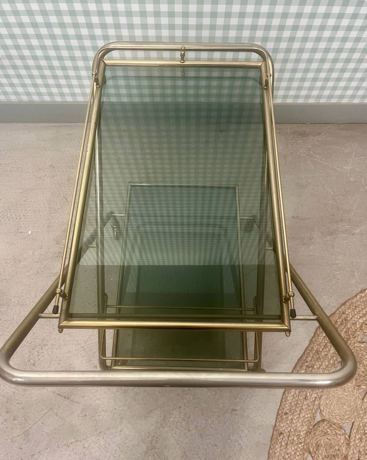 Vintage brass and glass serving trolley