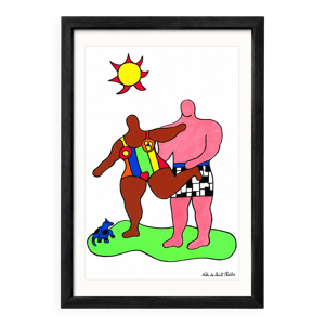 Lithographie couple au soleil  de Niki De Saint Phalle 1999