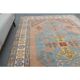 1970s Vintage Turkish Oushak Handmade Wool Cotton Blue Area Rug 220x310