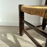 Vintage low chair in the style of Charles Dudouyt – Wooden fireside chair