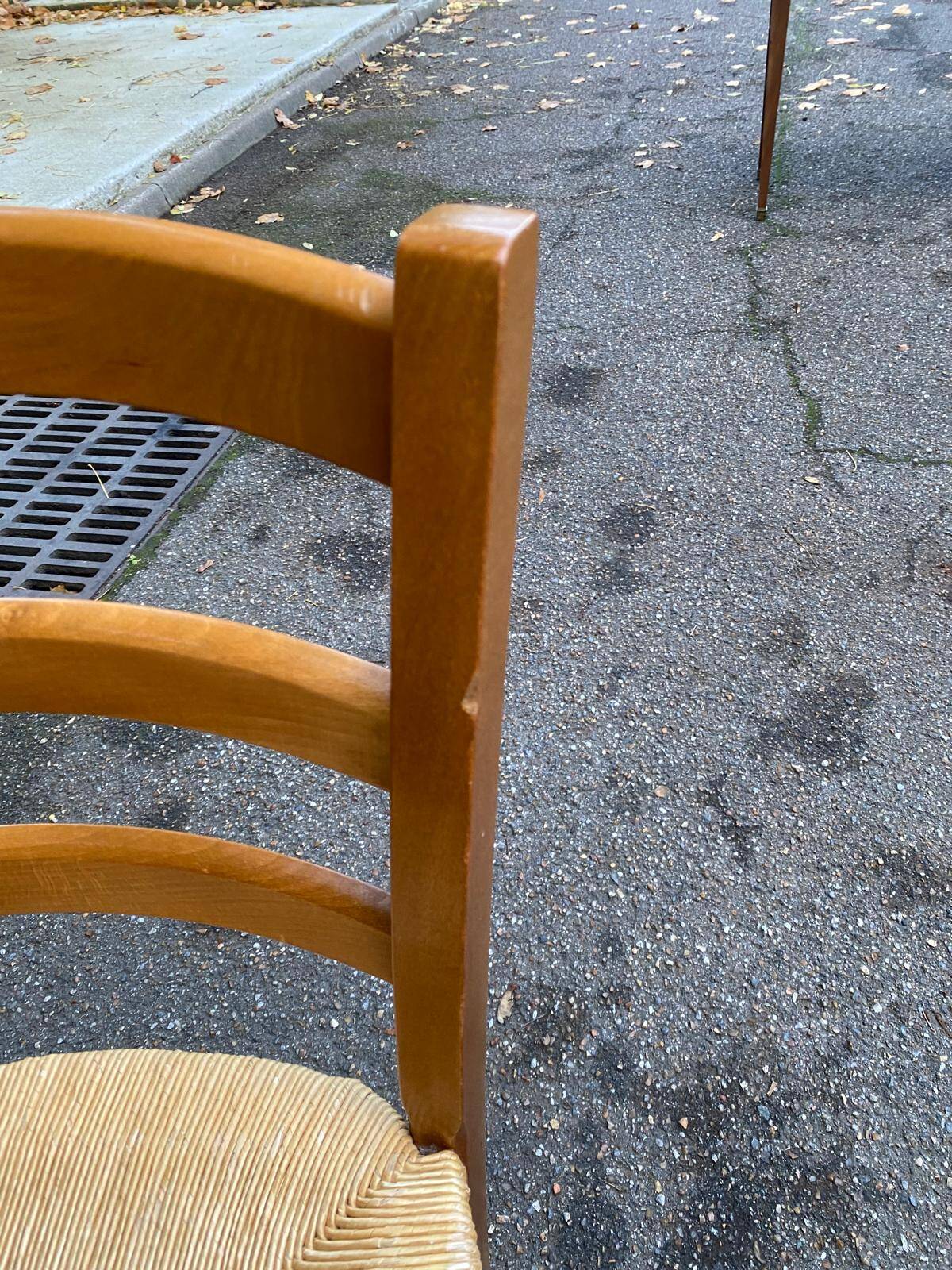 Louis Philippe solid oak and straw chair