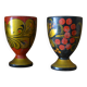 Set of 2 patterned wooden egg cups