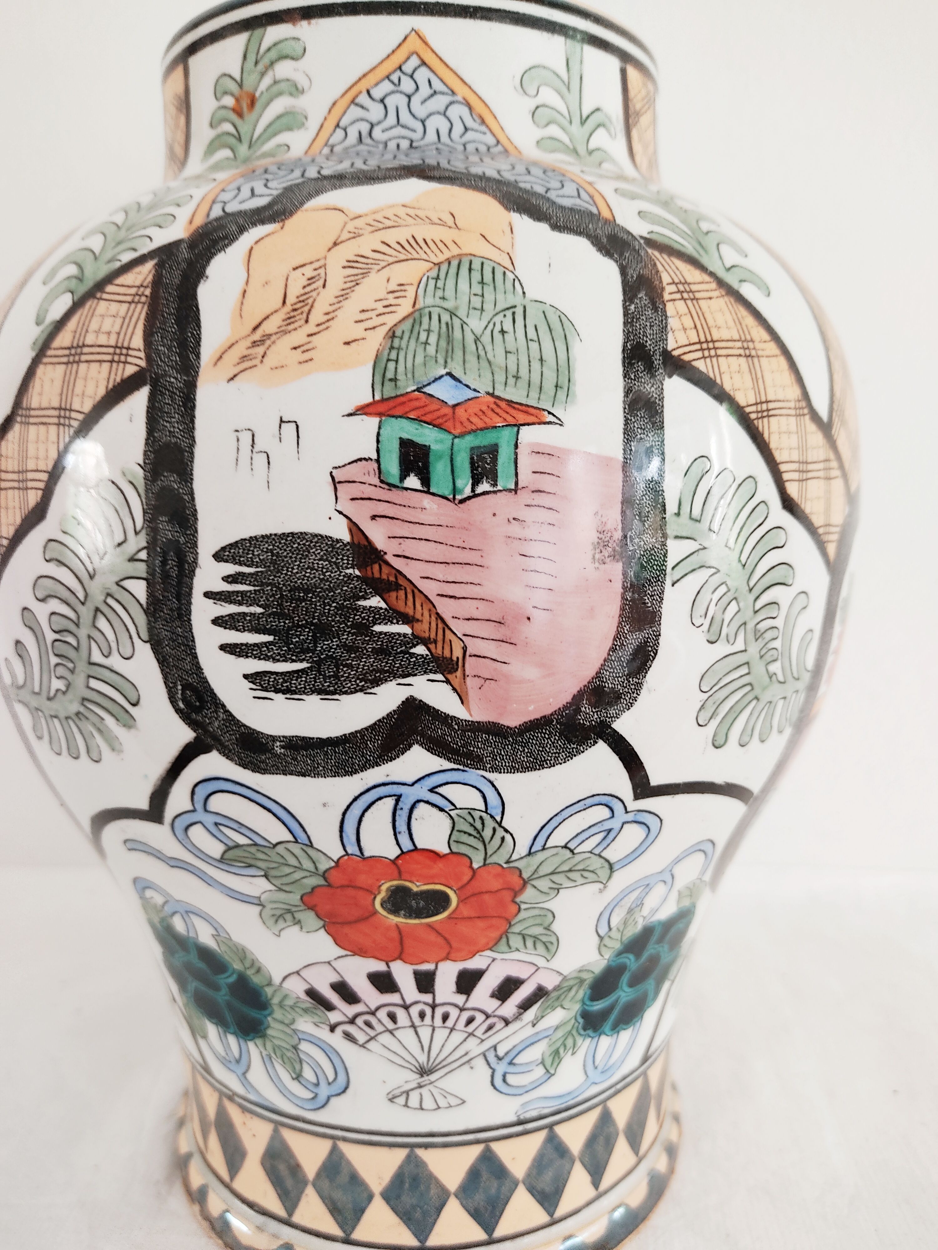 Vase Asian décor mid 20th