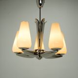 Rare Nickel-Plated Chandelier by Drukov, 1940s