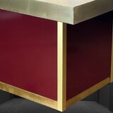 Vintage coffee table by Paco Rabane from the 70s in engraved brass and agate