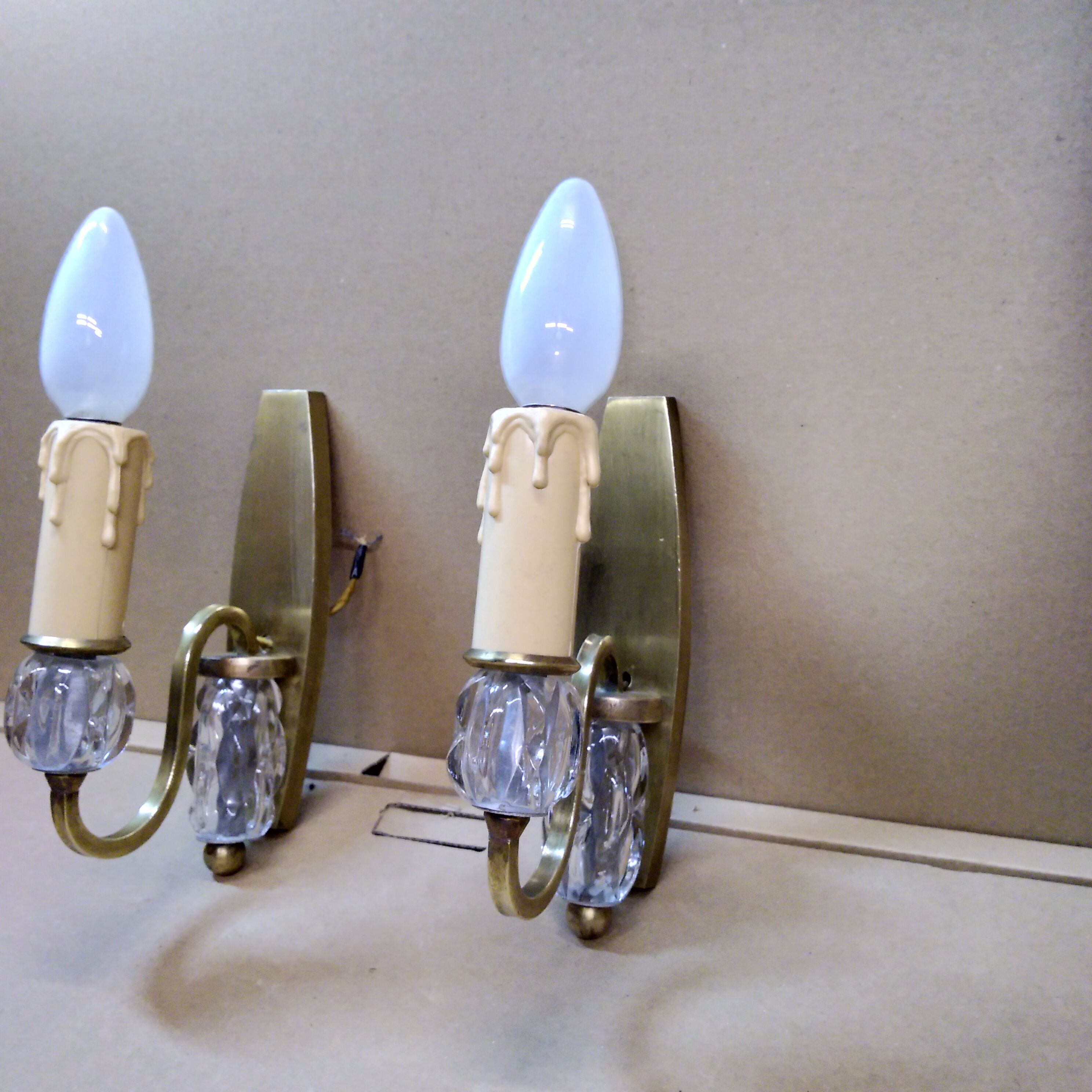 Pair of bronze and glass sconces 1940