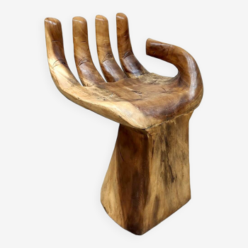 Tabouret de chaise sculpté en bois fabriqué à la main