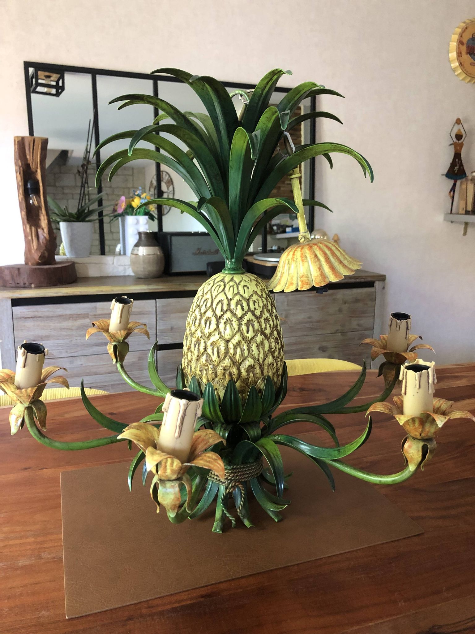 Vintage 1950s pineapple chandelier by Maison Charles.