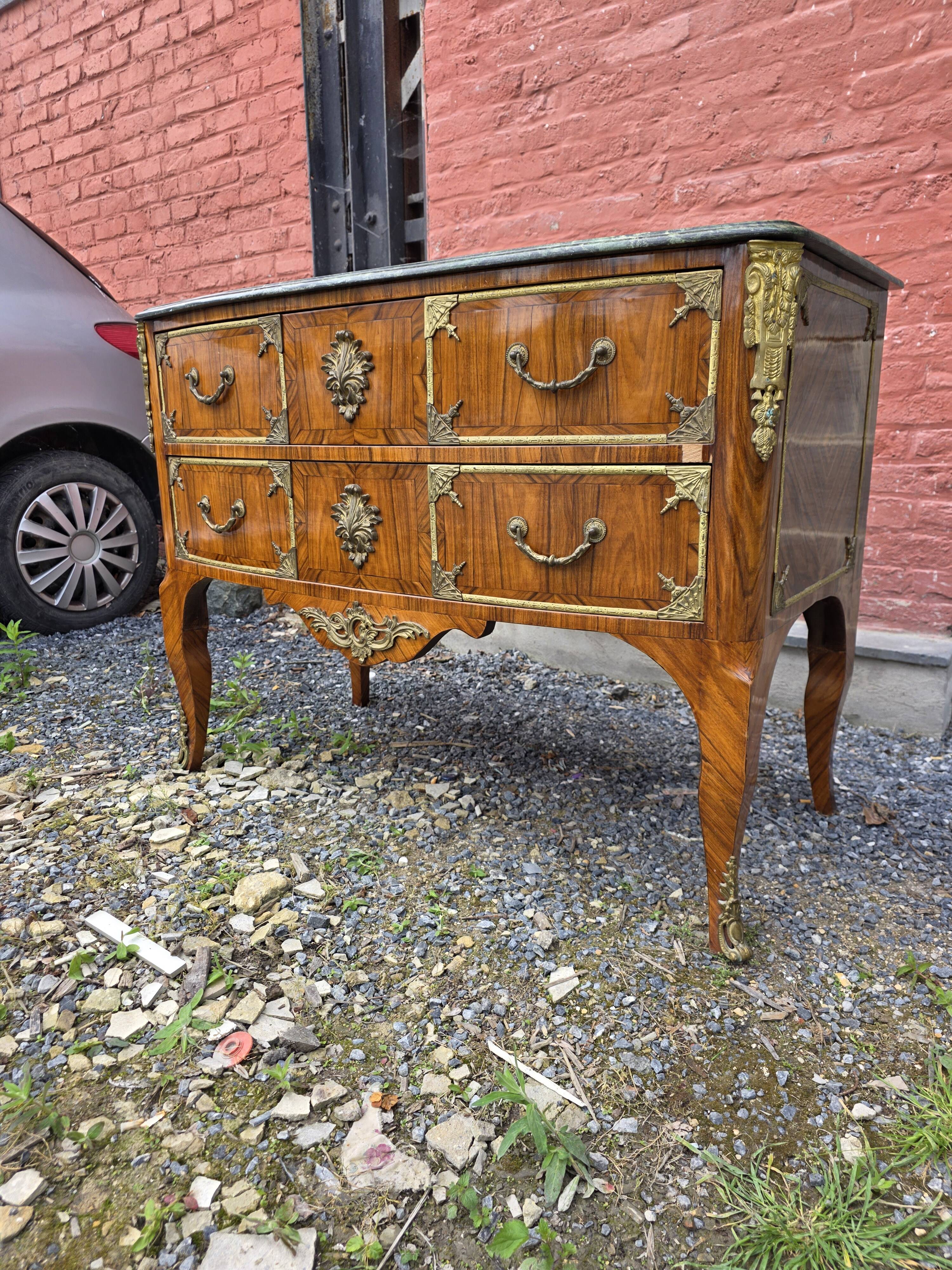 Curved Louis XV style commode in mahogany, mid-20th century.