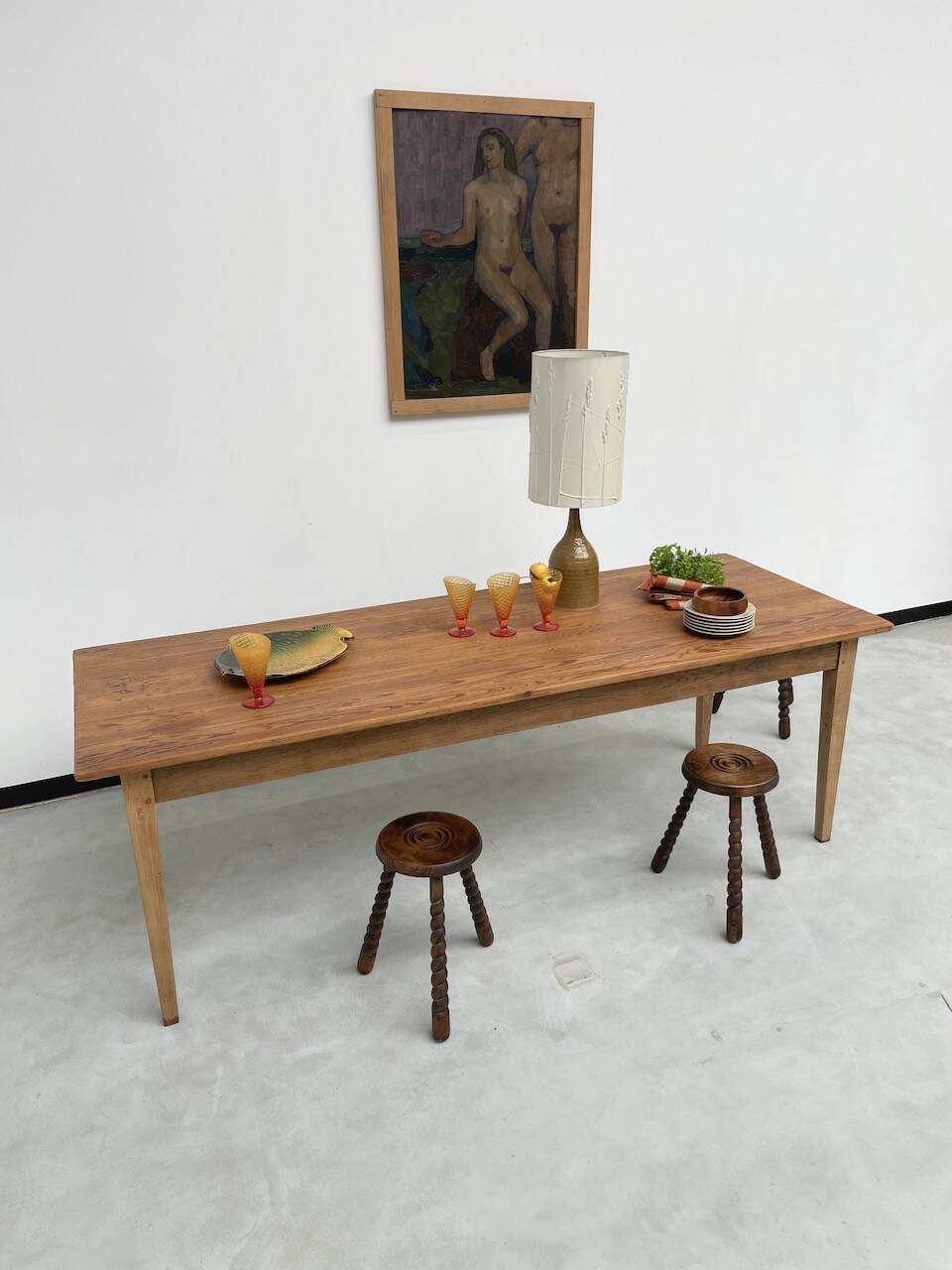 Pine and oak farmhouse table 220 cm