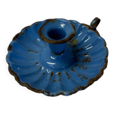 Blue enameled candle holder