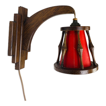 Applique lanterne art déco bois