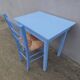 side table + blue wooden chair