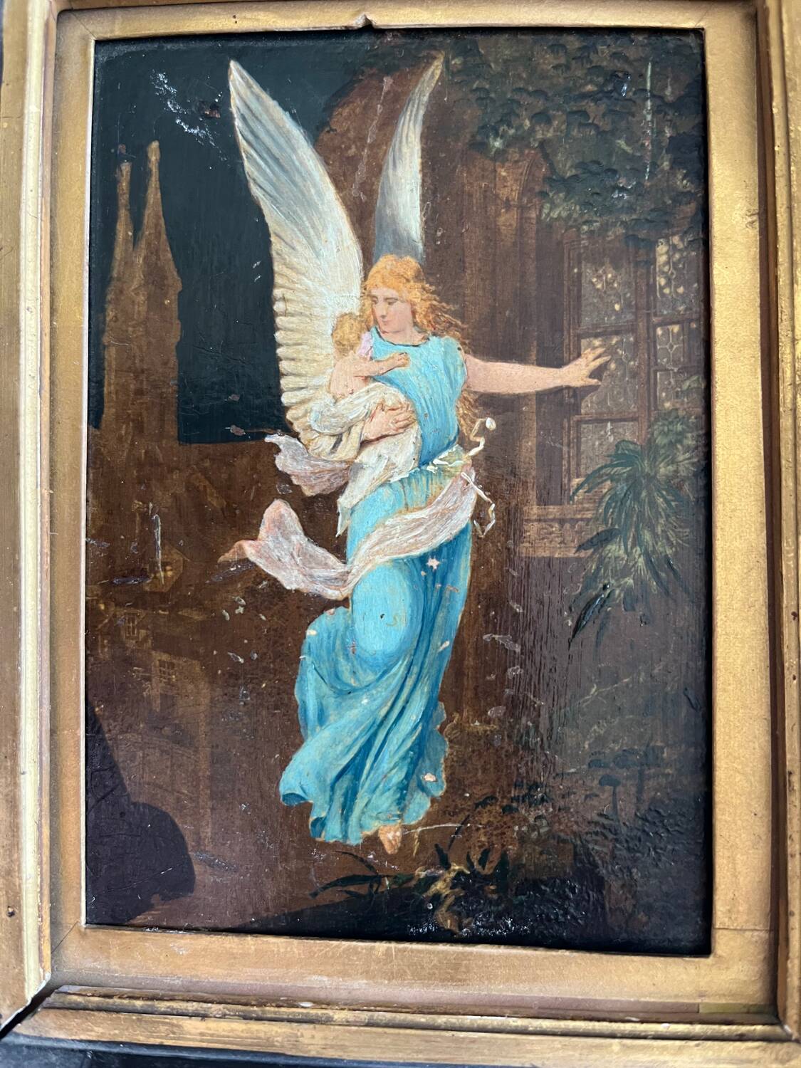 Old guardian angel painting
