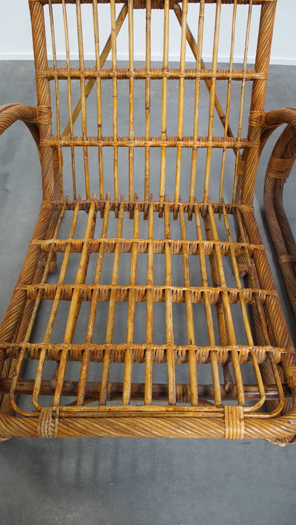 Set of 2 French Rattan Vintage Design Armchairs from the 1950s