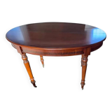 Italian Warm Extendable Oval Table in Walnut and Maple