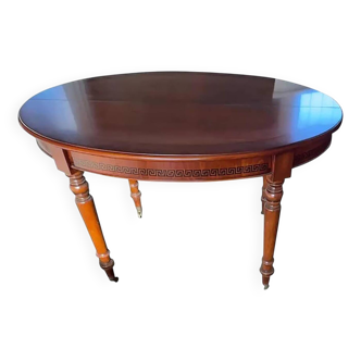 Table ovale extensible italienne chaleureuse en noyer et érable