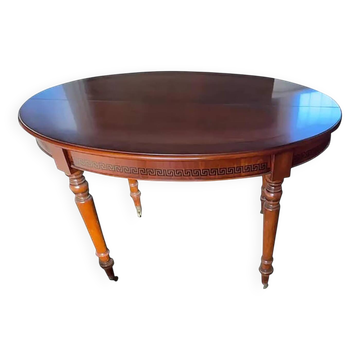 Table ovale extensible italienne chaleureuse en noyer et érable