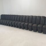 De Sede DS-600 "Non Stop" Snake Shaped Modular Sofa in Full Black Leather