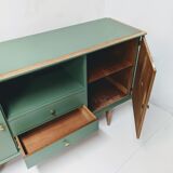 Vintage wooden and green sideboard