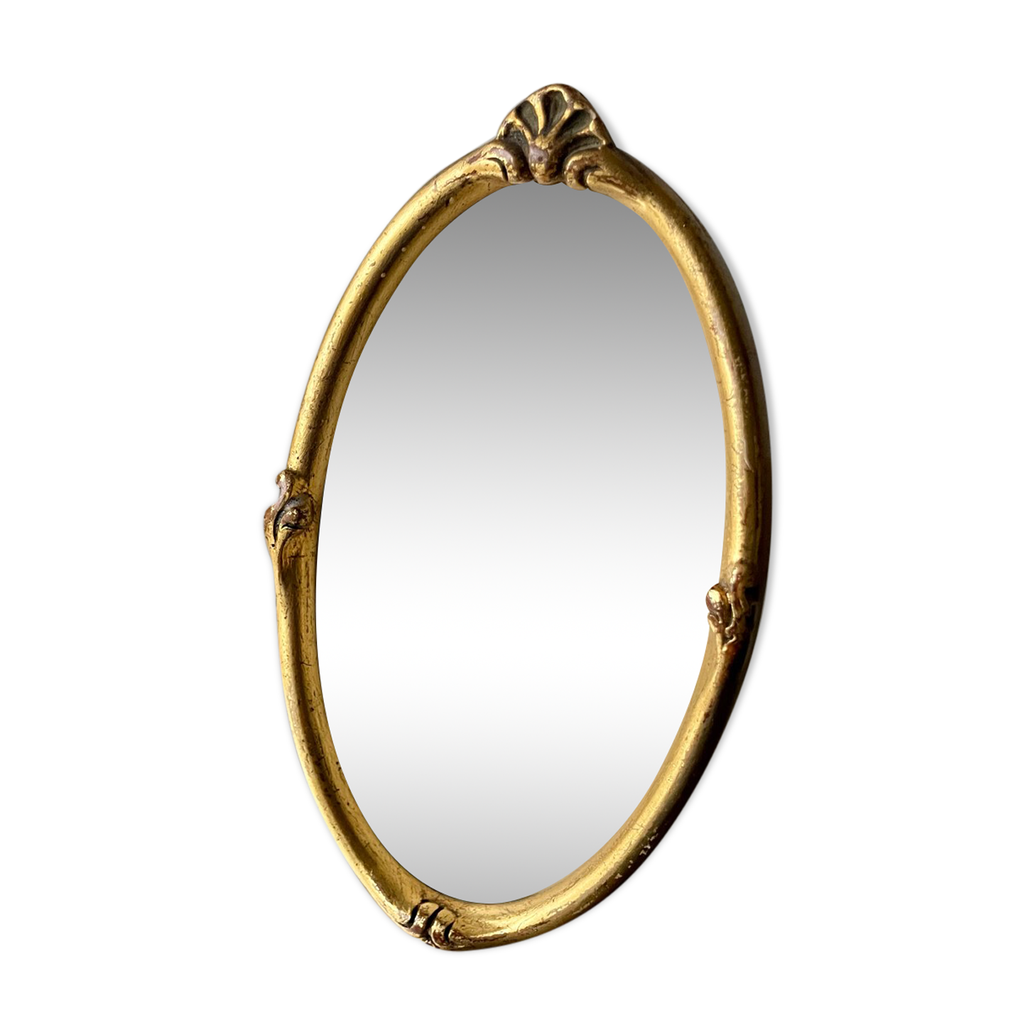 Art nouveau oval frame gilded wood measurements 19 cm x 11.5 cm  convex glass