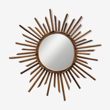 Natural rattan sun mirror 57cm