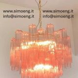 Contemporary Scenographic Pink “Tronchi” Murano Glass Chandelier