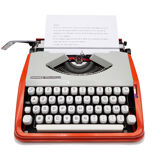 Typewriter hermes baby orange coral and blue cursive revised ribbon new