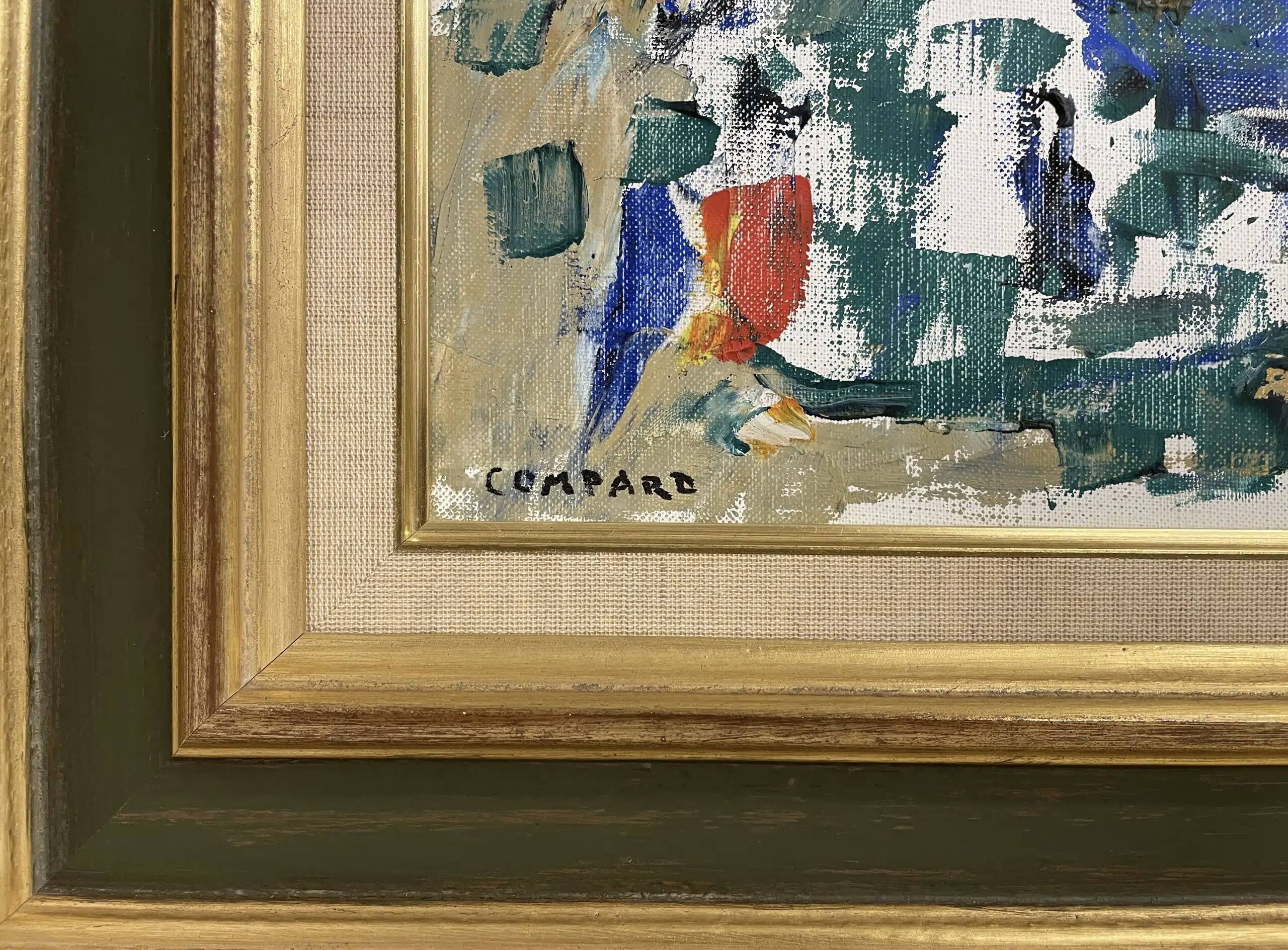 Émile Compard Abstract Oil on Canvas, France circa 1950s
