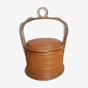 Basket with rattan and bamboo lid