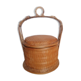 Basket with rattan and bamboo lid