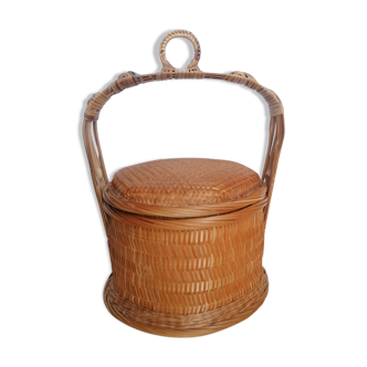 Basket with rattan and bamboo lid