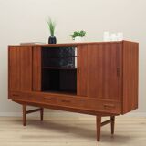 Buffet haut en teck, design danois, années 1970, fabriqué par Børge Dam