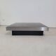 Large vintage black and stainless steel coffee table from the 1970s