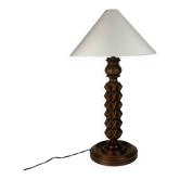 Brutalist wood turned table lamp in the style of Charles Dudouyt, 1940s