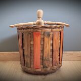 Wooden rattan basket